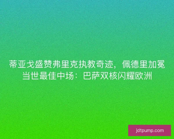 蒂亚戈盛赞弗里克执教奇迹，佩德里加冕当世最佳中场：巴萨双核闪耀欧洲