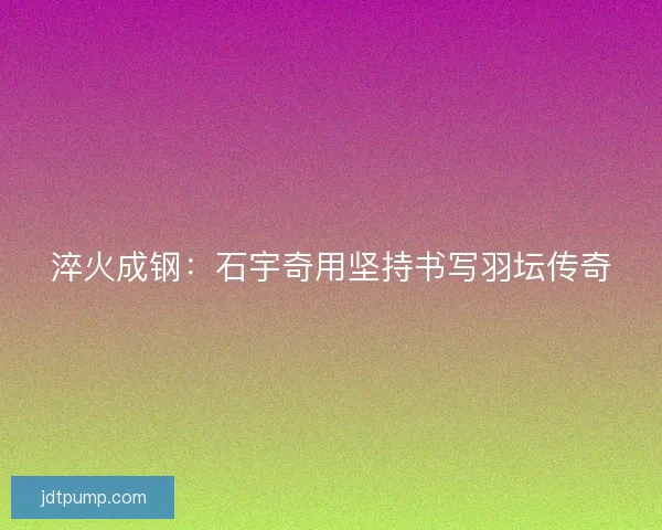 淬火成钢：石宇奇用坚持书写羽坛传奇