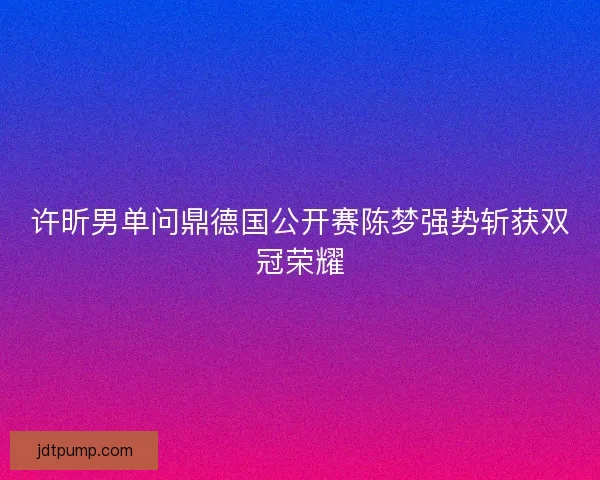 许昕男单问鼎德国公开赛陈梦强势斩获双冠荣耀 许昕男单问鼎德国公开赛陈梦强势斩获双冠荣耀