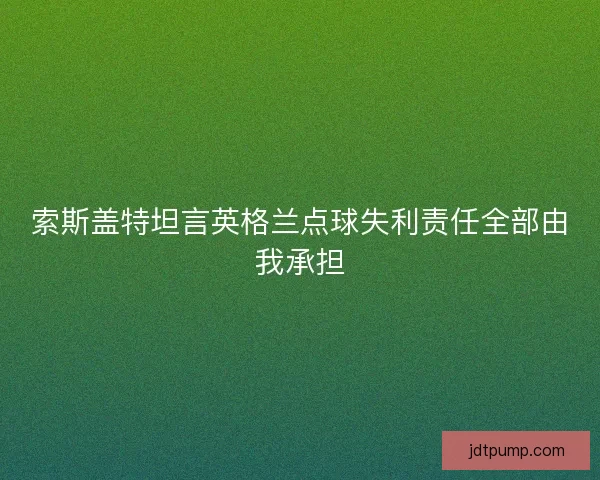 索斯盖特坦言英格兰点球失利责任全部由我承担