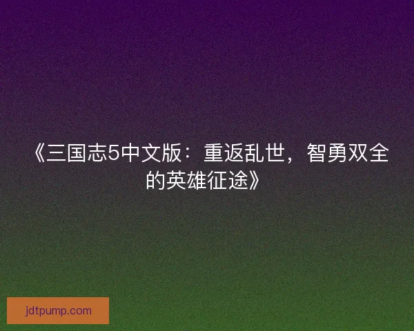 《三国志5中文版：重返乱世，智勇双全的英雄征途》